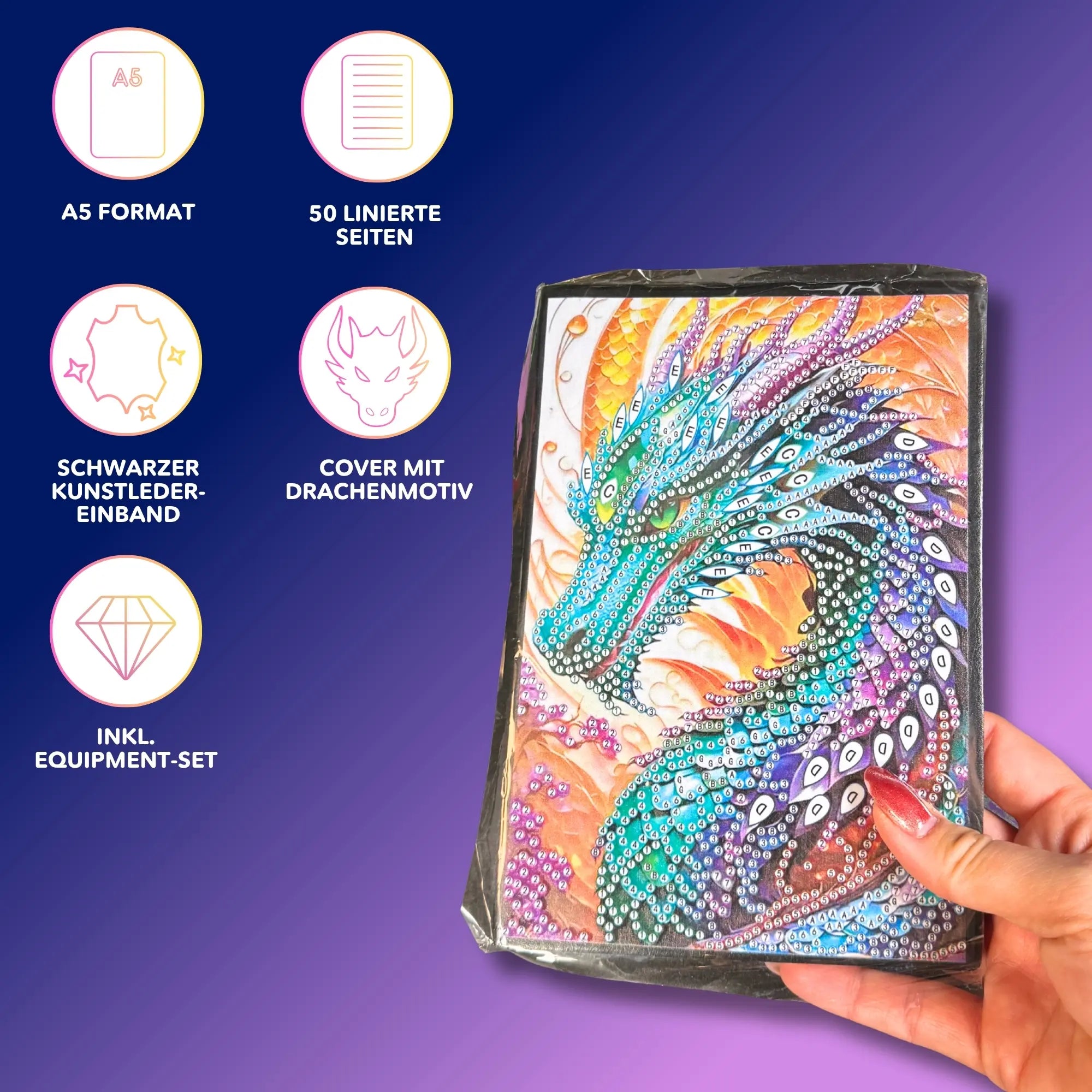 Diamond Painting Notizbuch - Drache