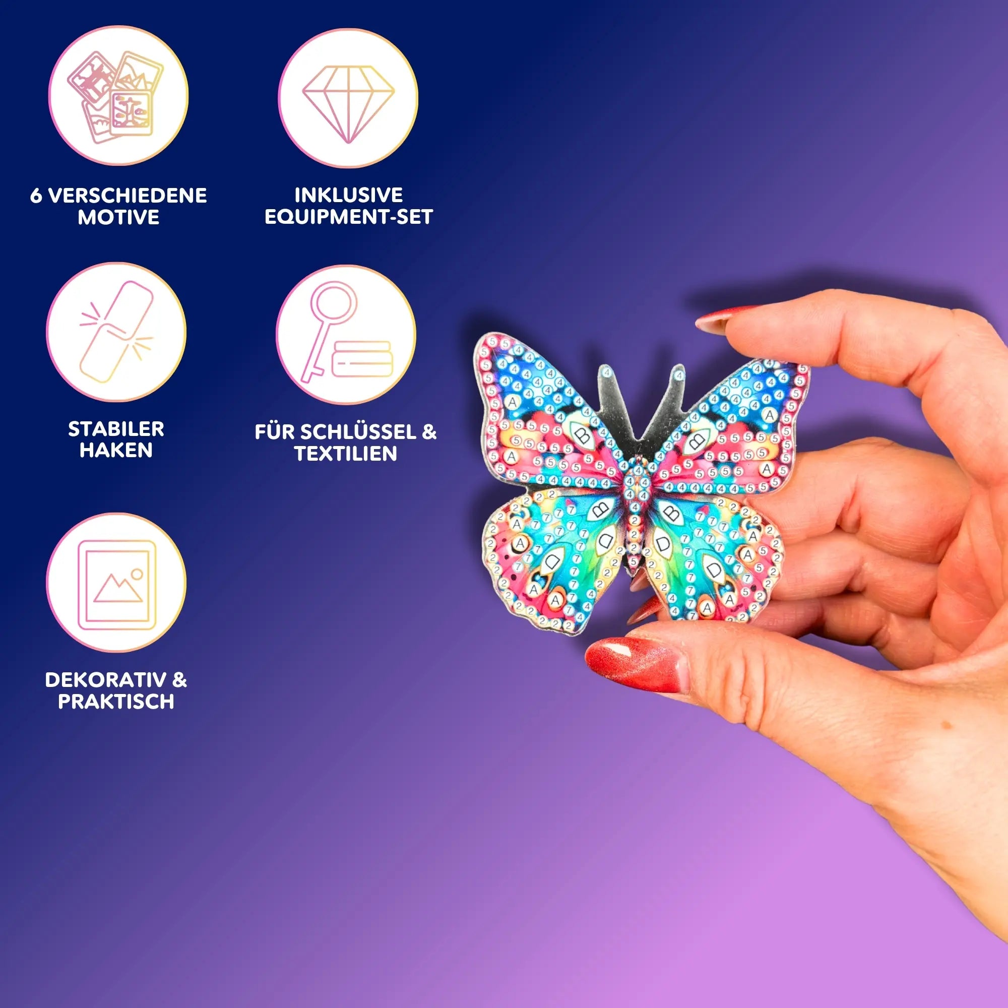 Diamond Painting Wandhaken Schmetterlinge