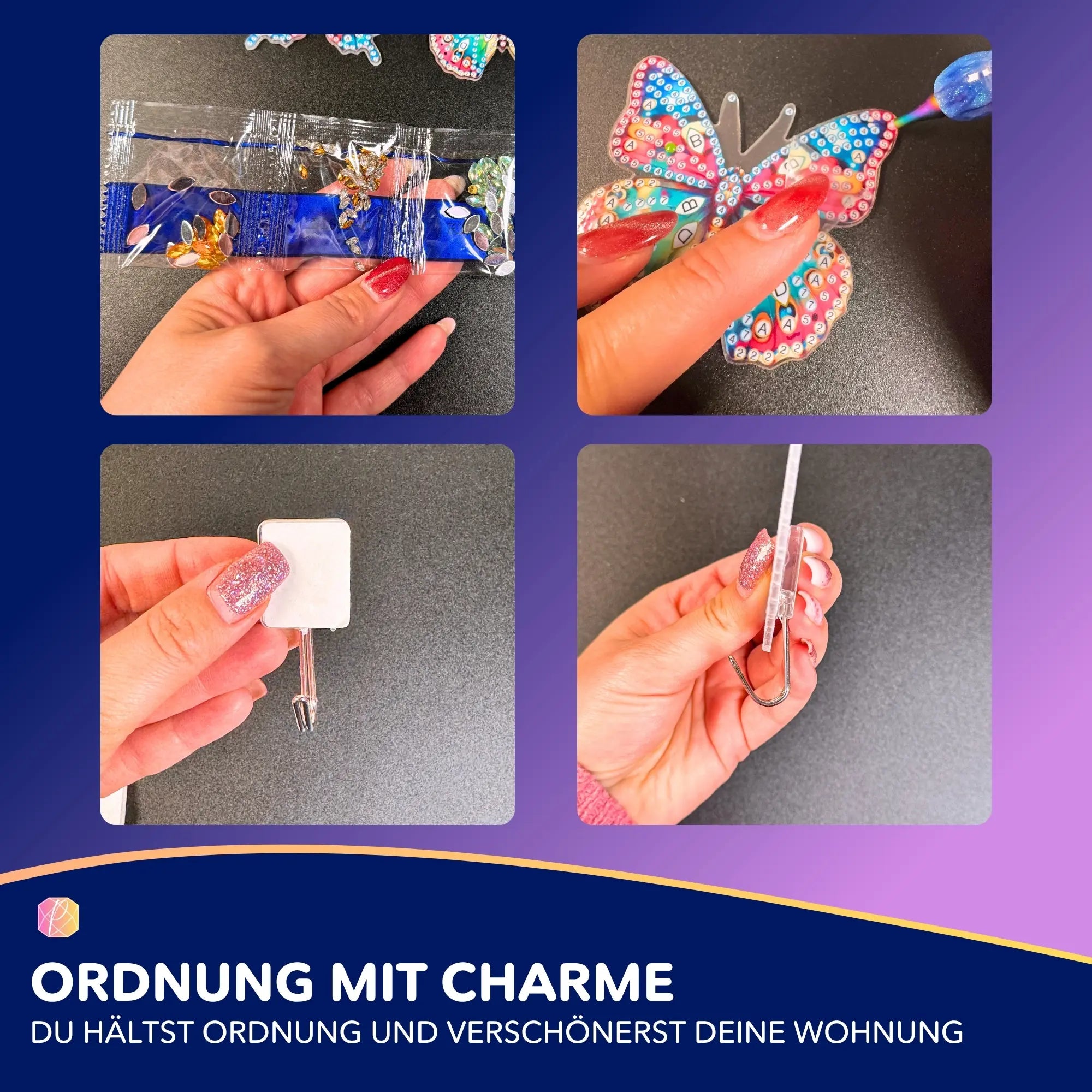 Diamond Painting Wandhaken Schmetterlinge