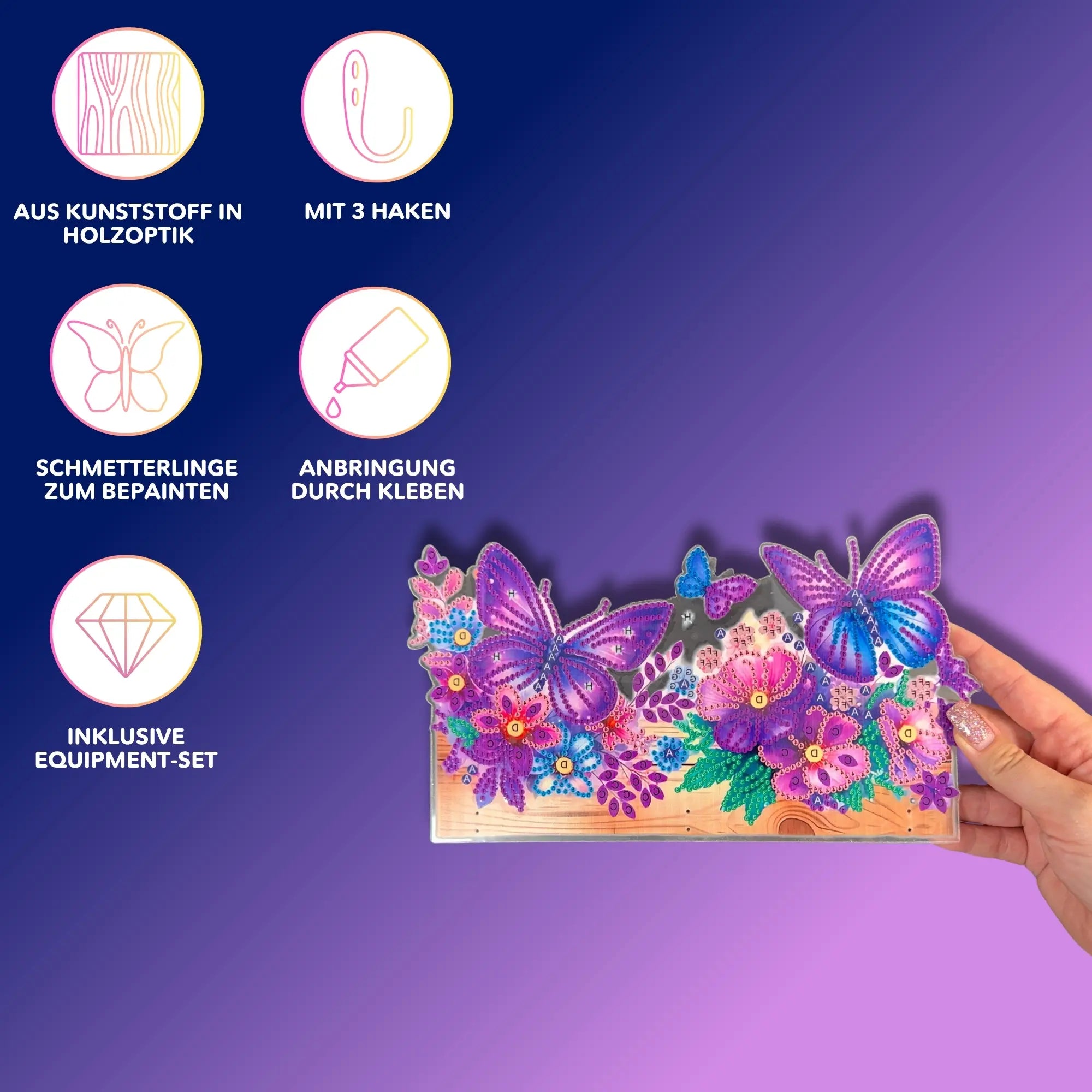 Diamond Painting Schlüsselbrett Schmterrlinge