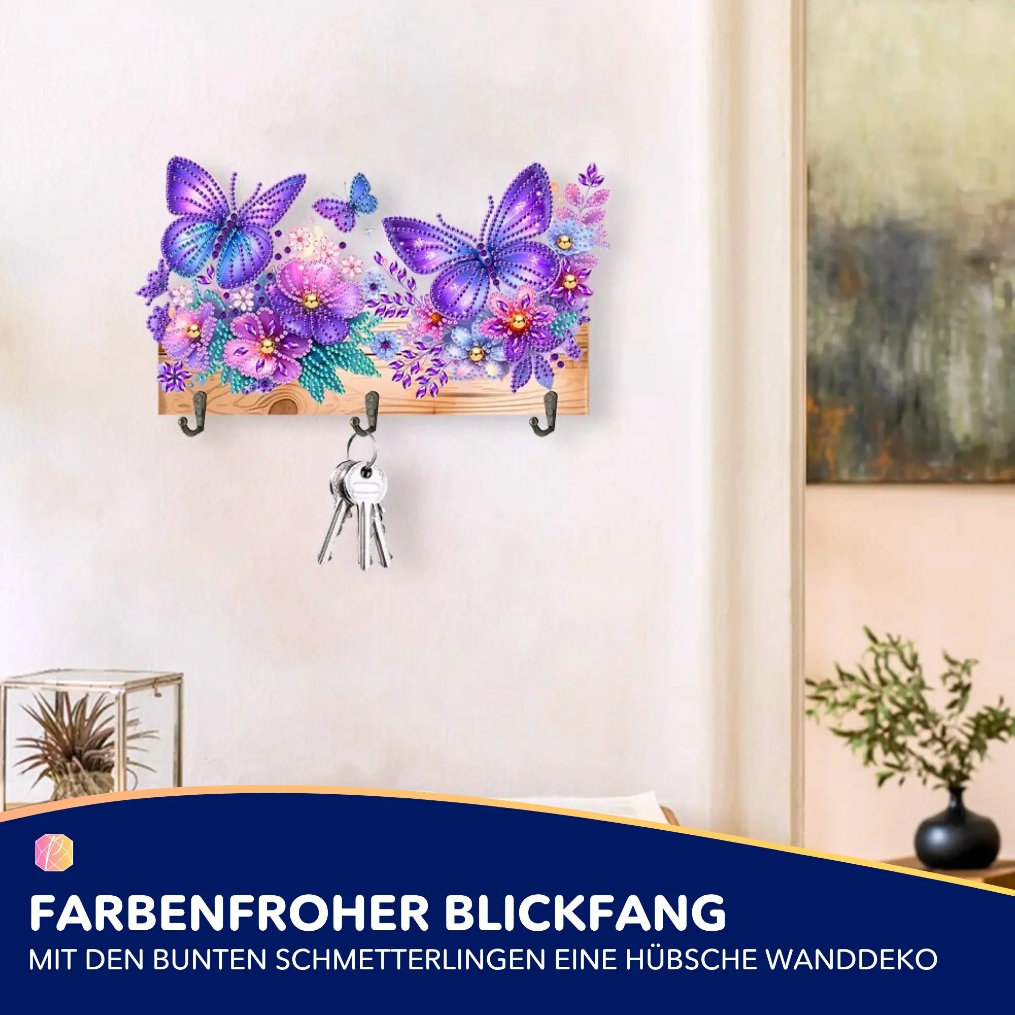 Diamond Painting Schlüsselbrett Schmterrlinge