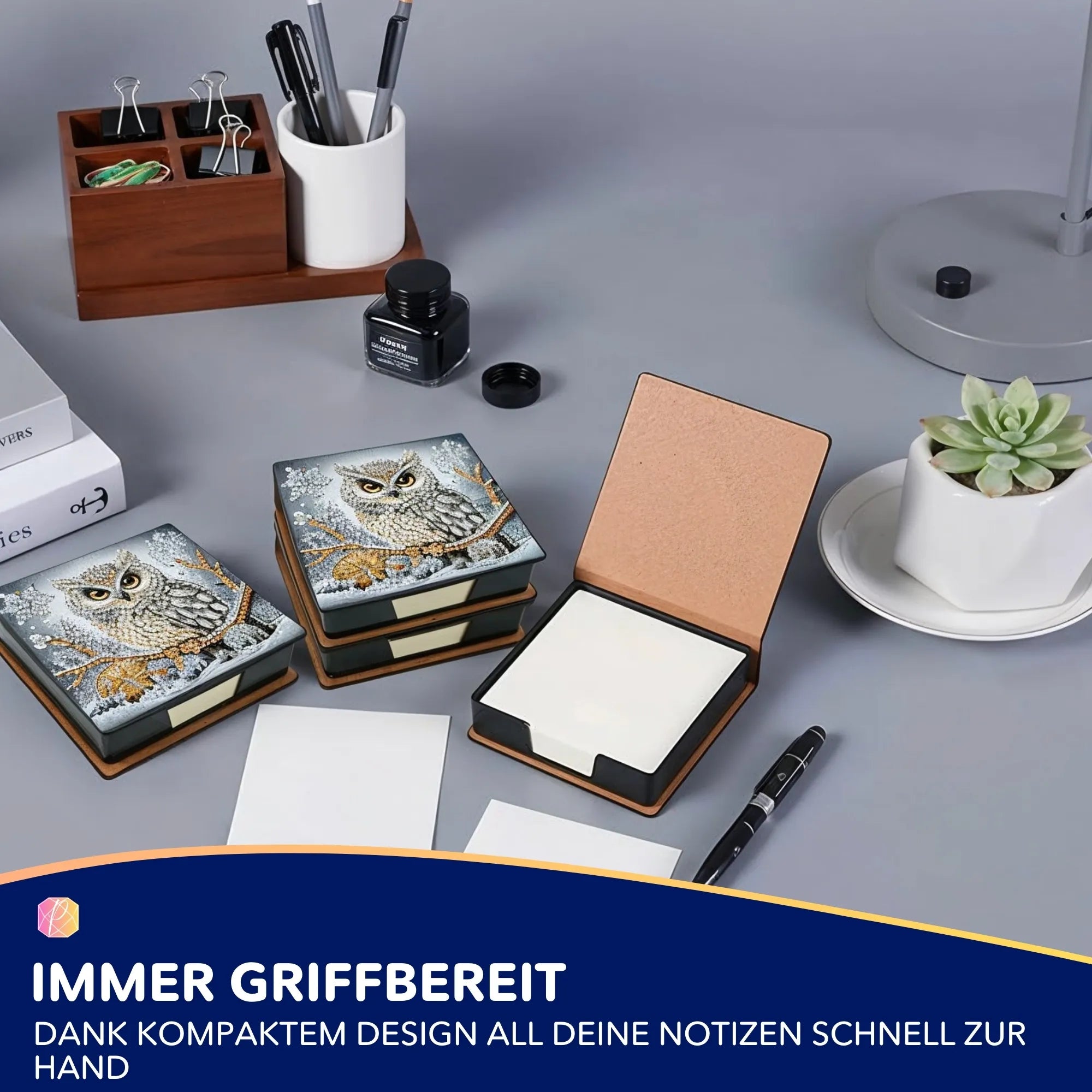 Diamond Painting Notizblock - Wintereule