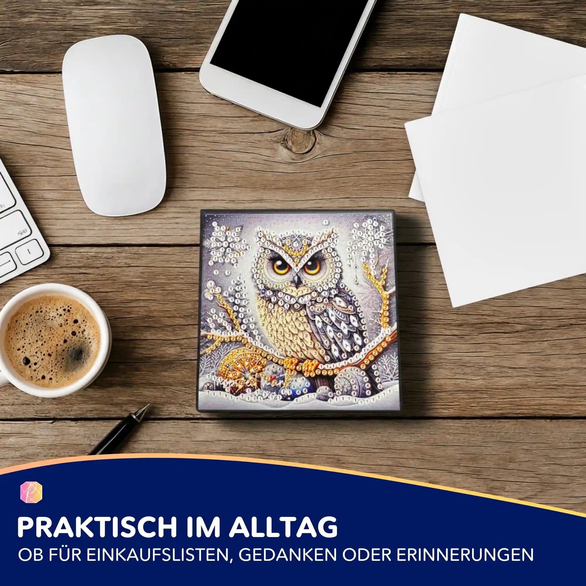 Diamond Painting Notizblock - Wintereule