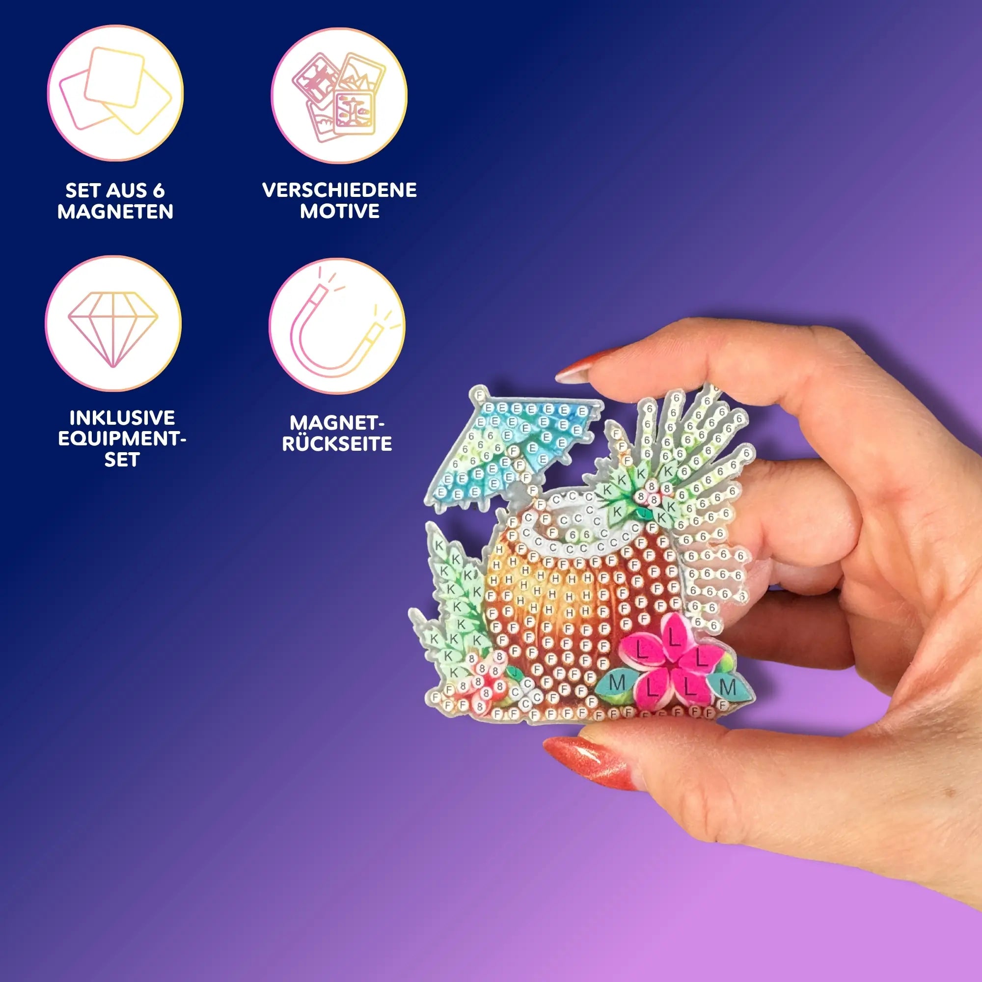 Diamond Painting Kühlschrankmagneten - Cocktails