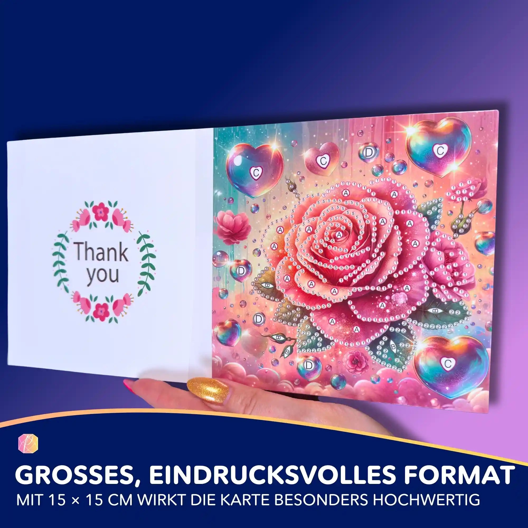 Diamond Painting Geschenkkarte Rose