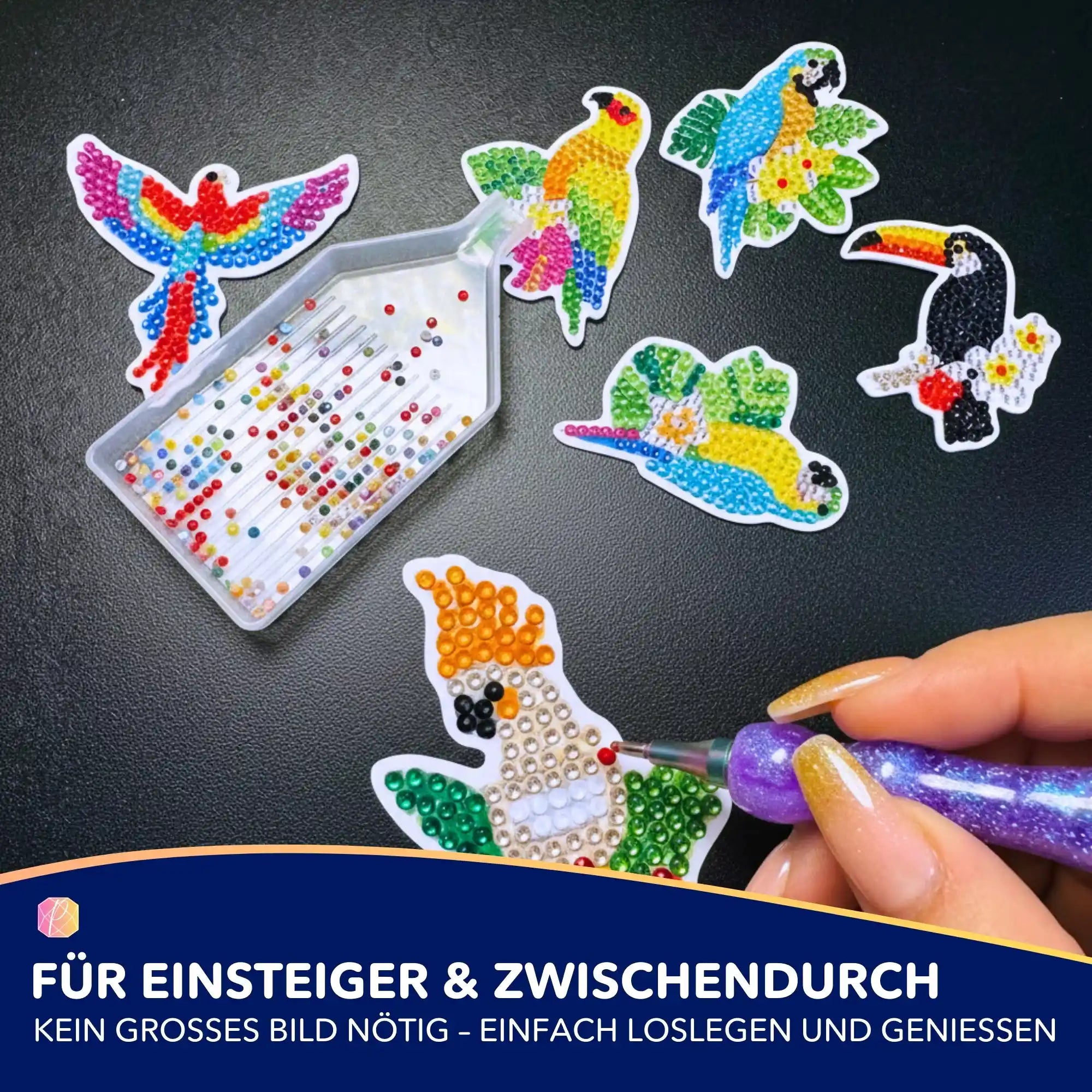 Diamond Painting Sticker - Bunte Vögel