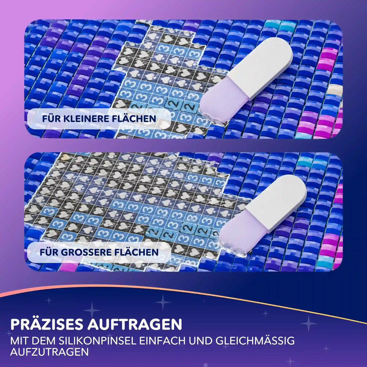 Diamond Painting Leinwand Kleber mit Silikonpinsel präzise auf kleinen und großen Flächen auftragen