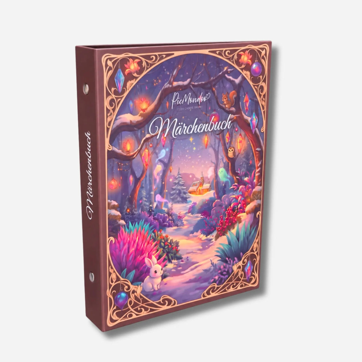 Picmondoo Diamond Painting Märchenbuch: Bunter Ordner mit magischem Winterwald-Motiv für Kinder zu Weihnachten