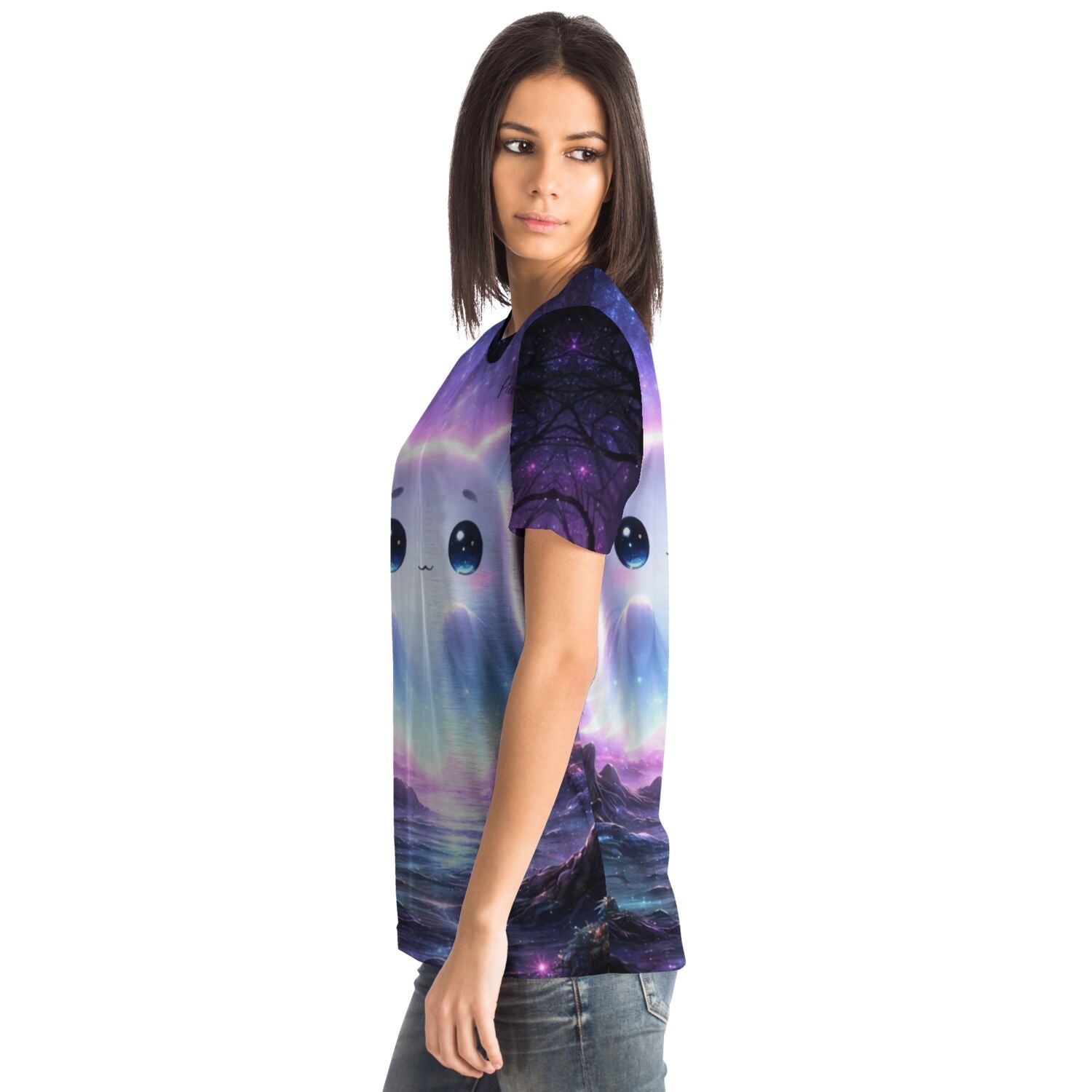 Dreamer T-Shirt mit leuchtendem Galaxie-Motiv: Ein Design, das an kreative Diamond Painting Welten erinnert.