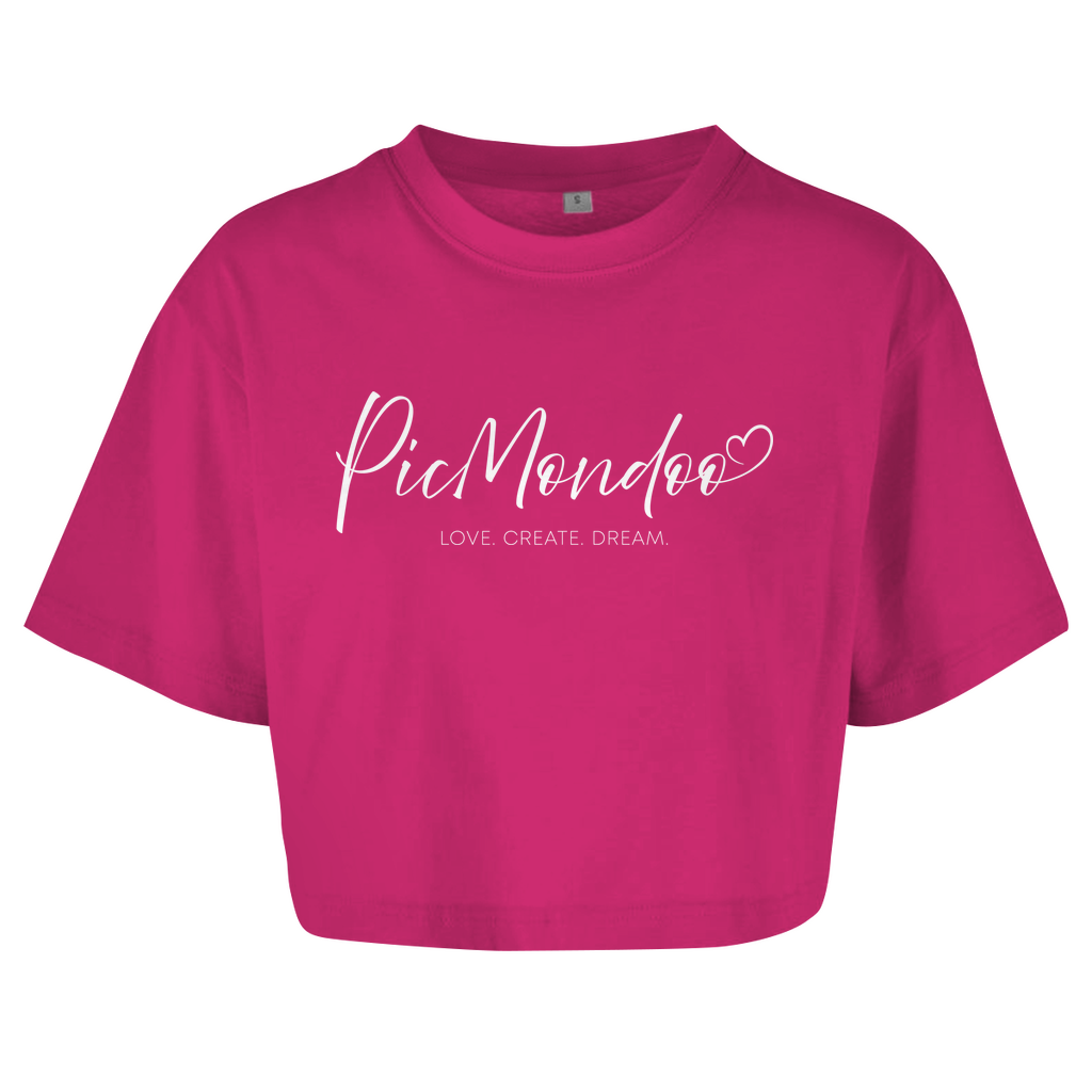 Damen Oversize Crop Top picmondoo logo