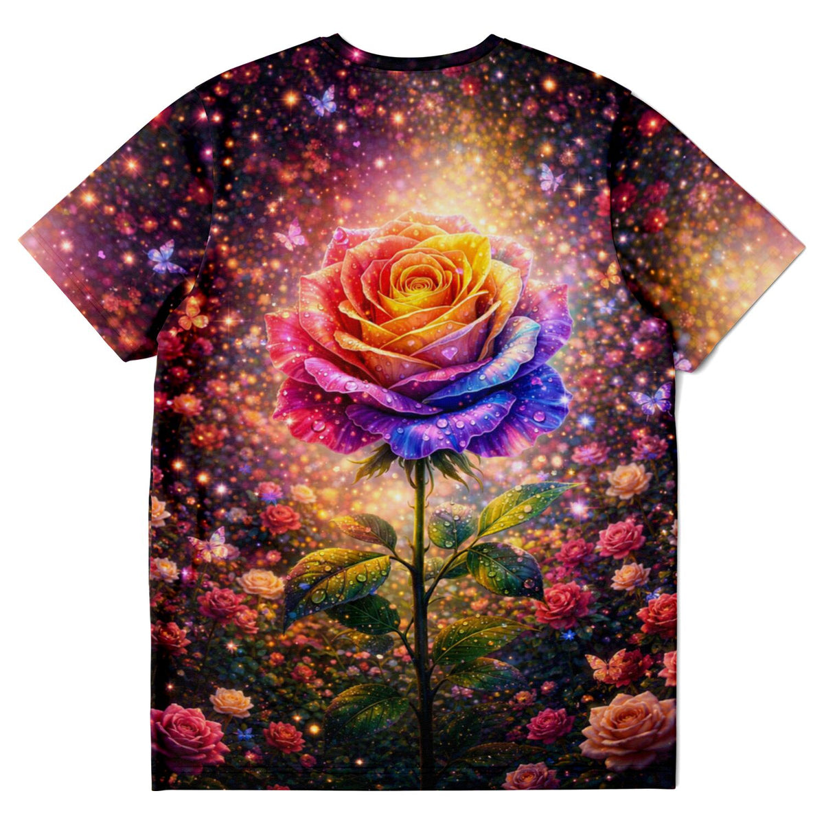 T-Shirt mit buntem Rosenmotiv wie bei Diamond Painting oder Malen nach Zahlen für einen magischen Look
