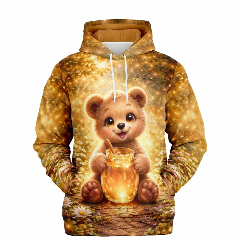Dreamer Hoodie mit niedlichem Teddybär-Motiv und Honigtopf im magischen Wald-Design für Malen nach Zahlen Fans