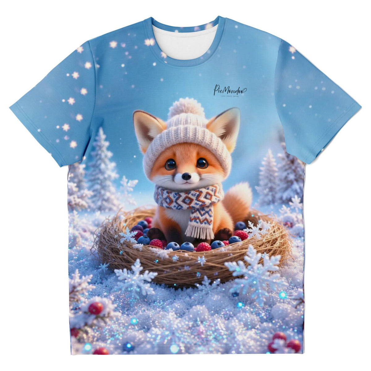 T-Shirt mit süßem Fuchs im Winter-Design, perfekt für Fans von Diamond Painting und Malen nach Zahlen Motiven.