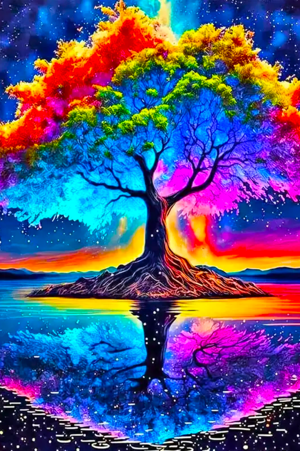 Diamond Painting 100 Farben Special - Rainbow Tree