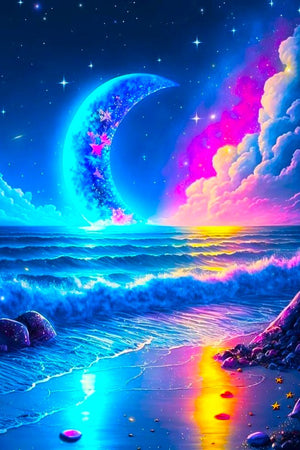 Diamond Painting AB Special - Strand im Mondschein