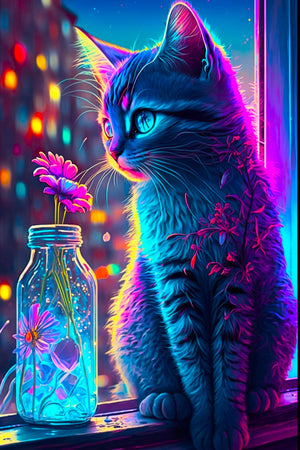 Diamond Painting AB Special - Little Cat of Flowers