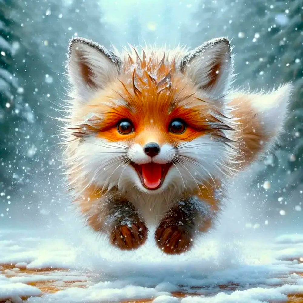 Diamond Painting - Kleiner Fuchs im Winterwald