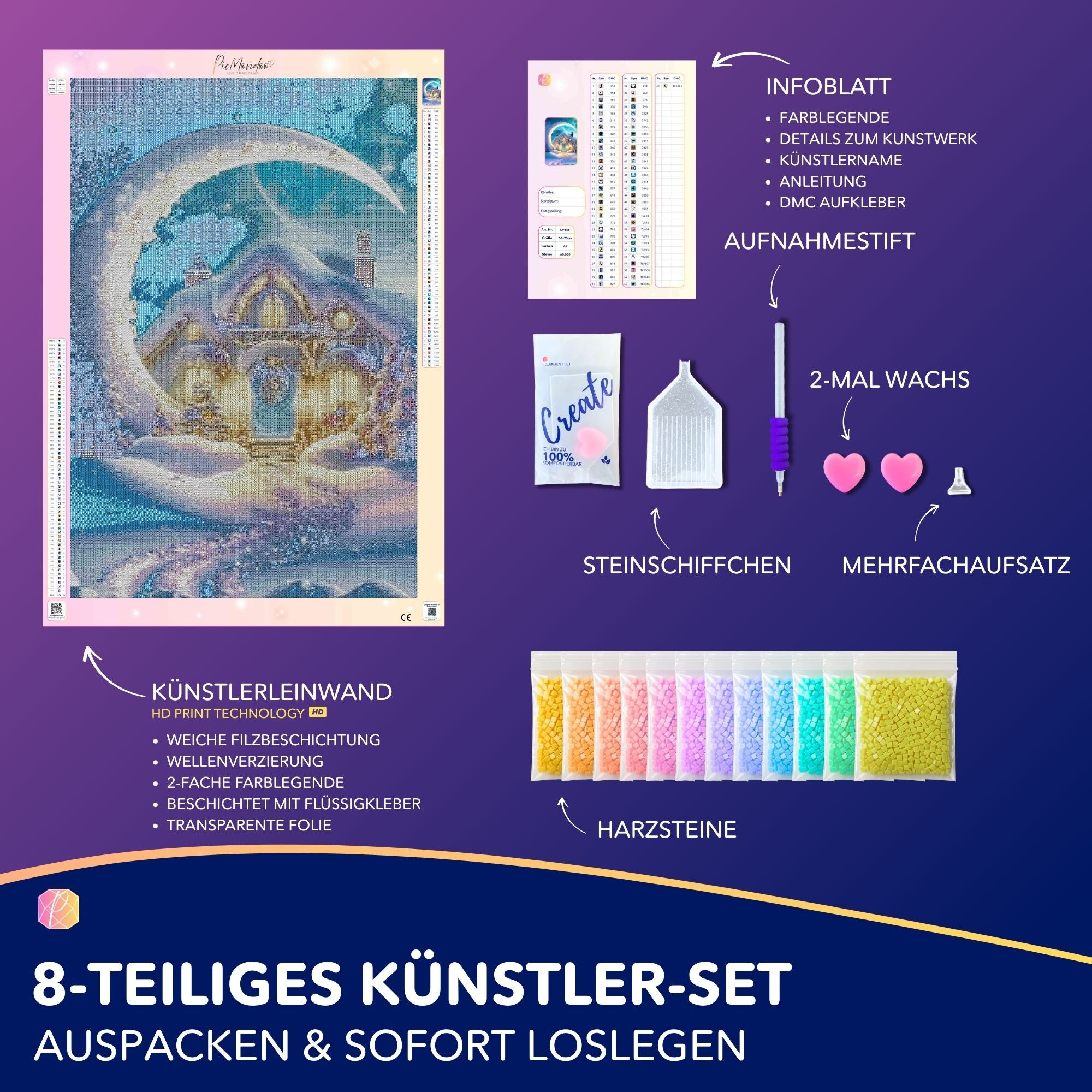 Diamond Painting Leuchtbild Special - Moon and Snow