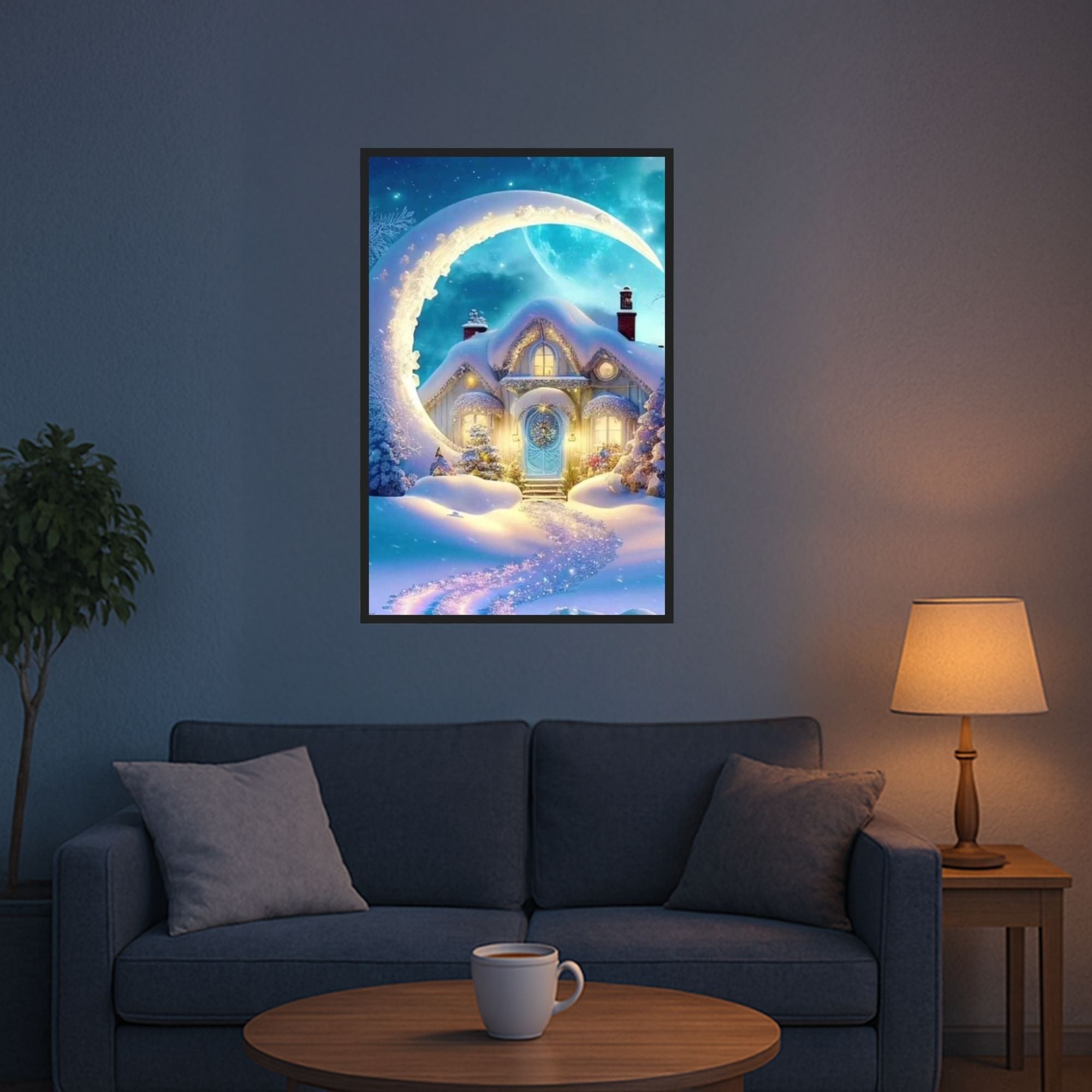 Diamond Painting Leuchtbild Special - Moon and Snow