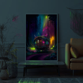 Diamond Painting Leuchtbild Special Wandgestaltung Magisches Häuschen im Wald