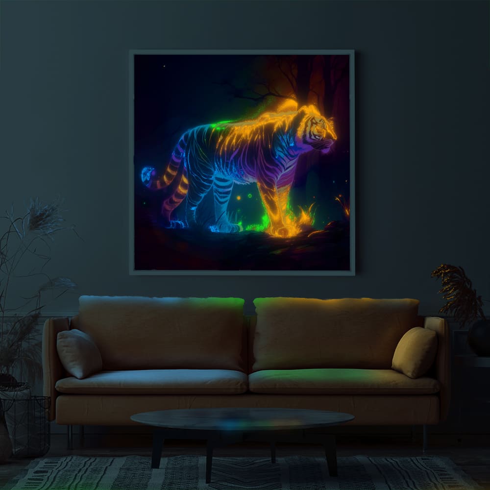 Diamond Painting Leuchtbild Special Wandbild Colorful lightning tiger