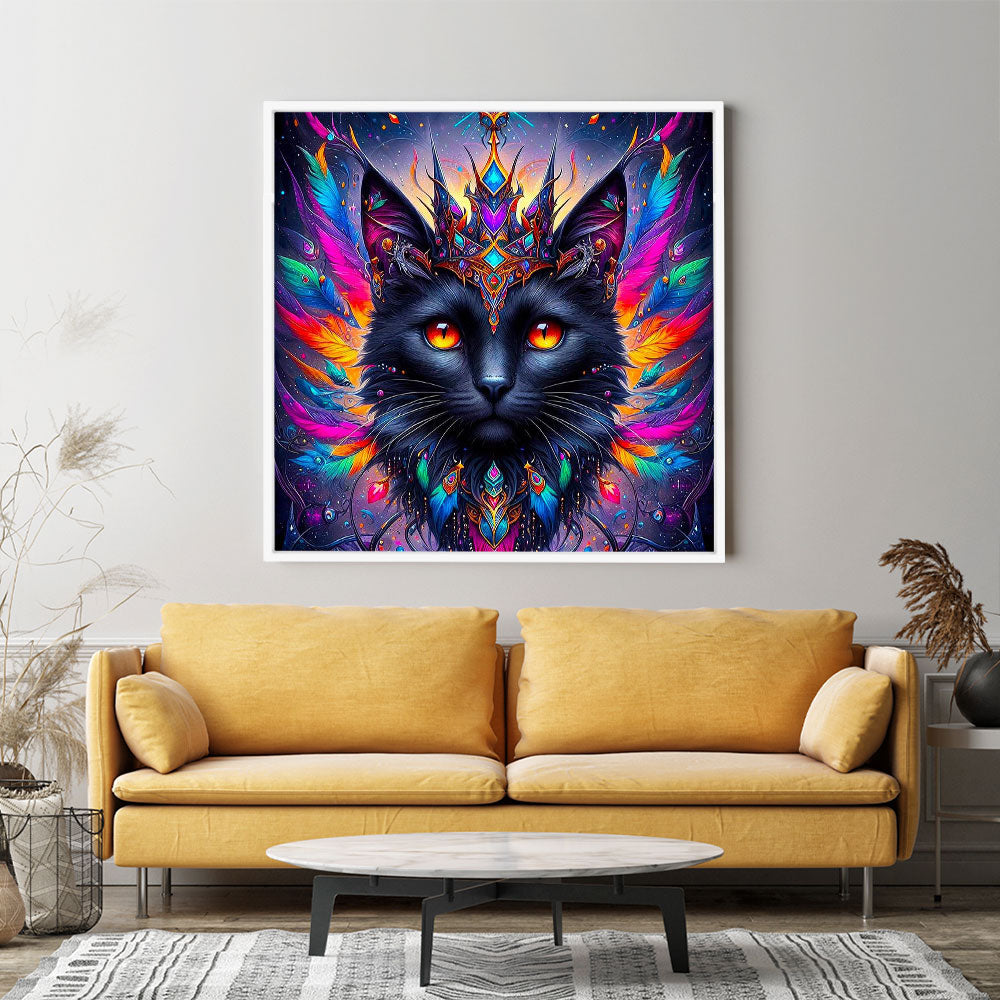 Diamond Painting Wandgestaltung Mystic colorsplash cat