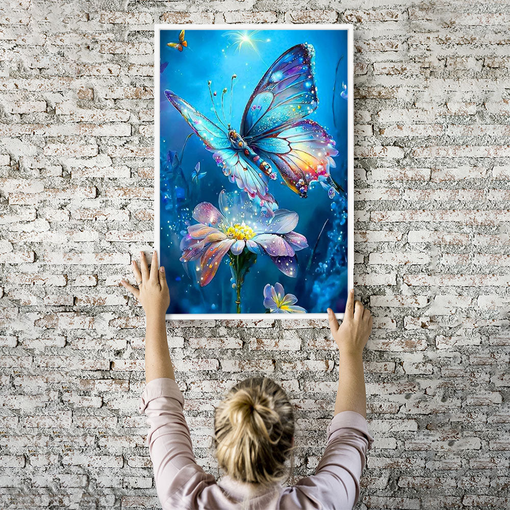 Diamond Painting Wandbild Blaue Schmetterlingsstunde