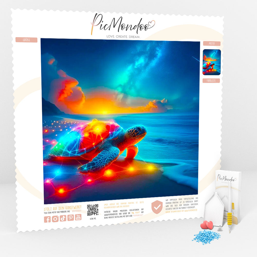 Diamond Painting Leinwand Colorful sparkling turtle