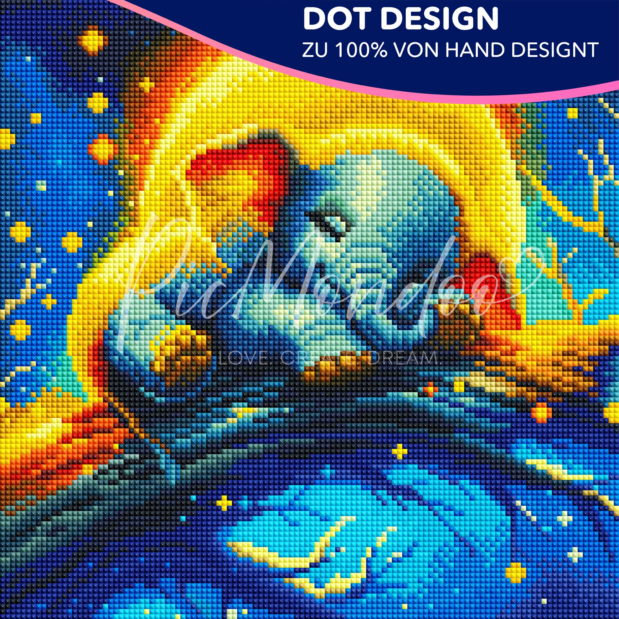 Diamond Painting Dot Design Mondschein Elefant