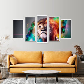 Diamond Painting Wandbild Lion of colors XXL / 5-teilig