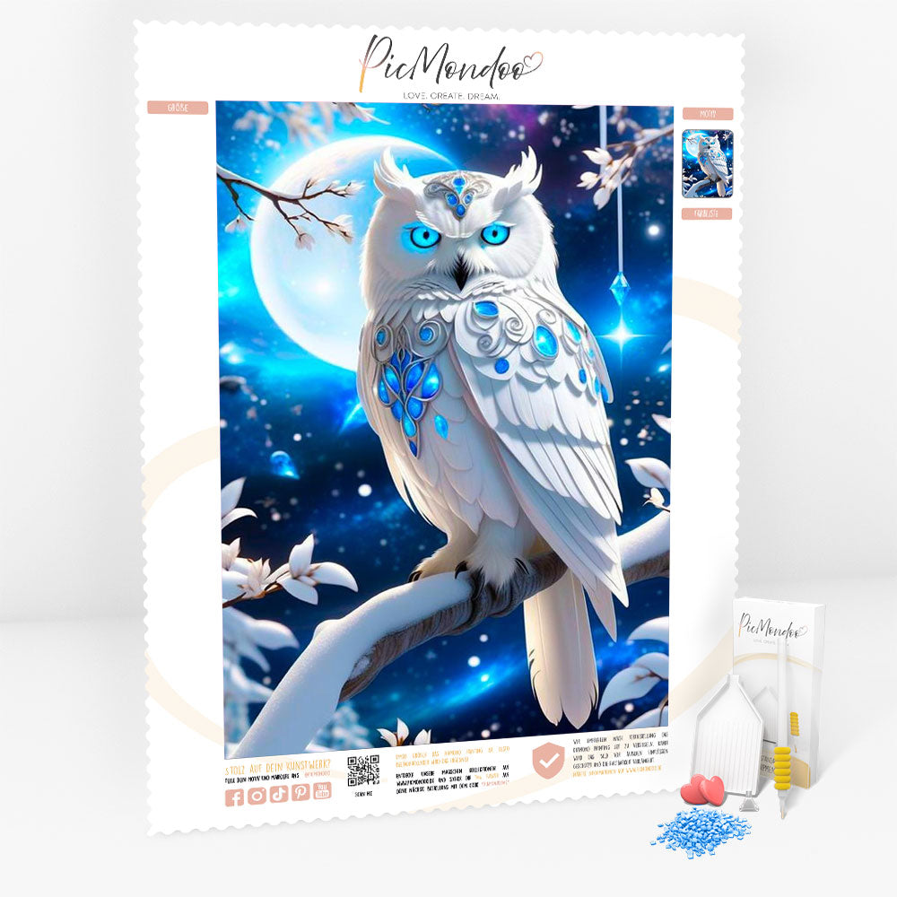 Diamond Painting Leinwand Blue eyes owl