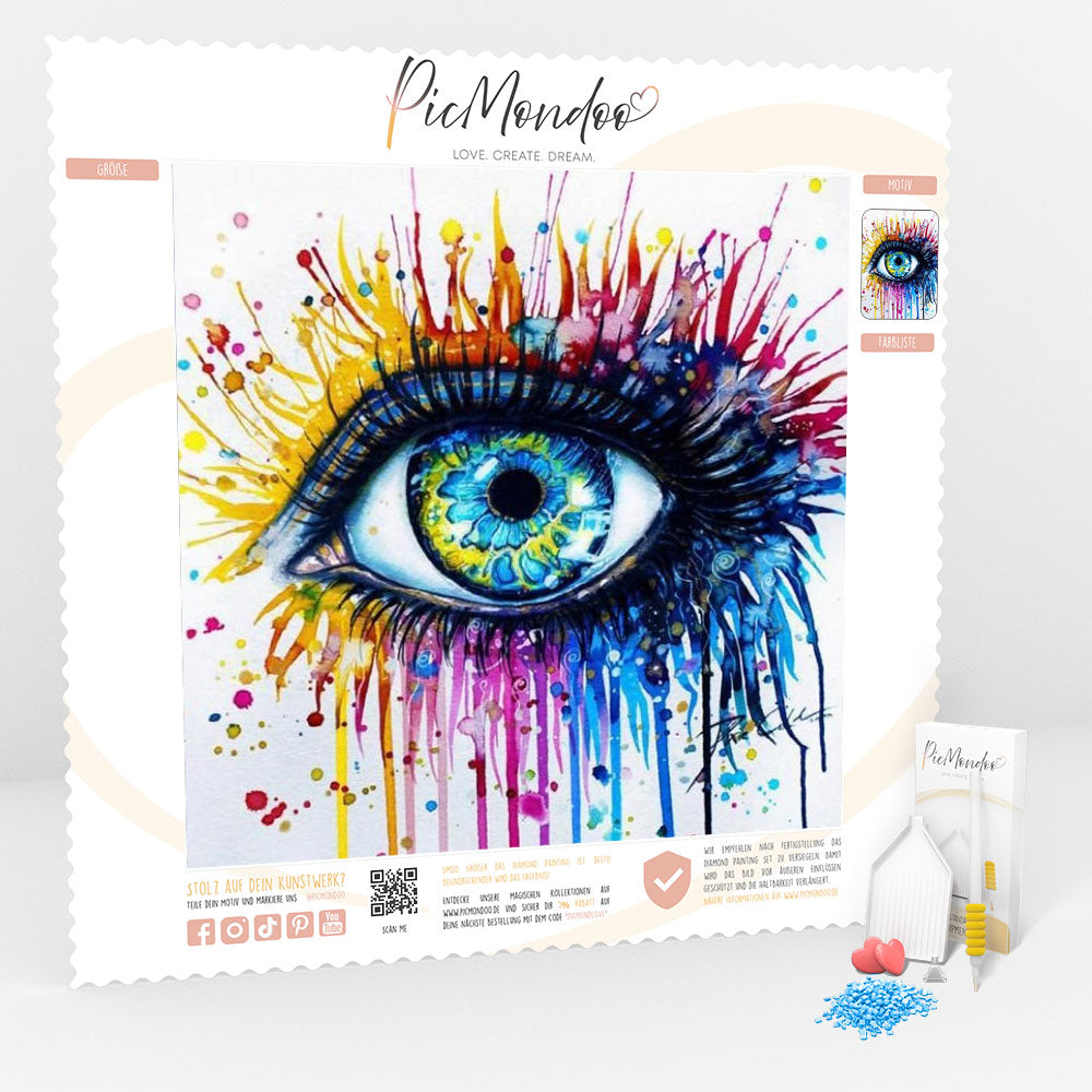 GRATIS Diamond Painting Leinwand Color splash eye