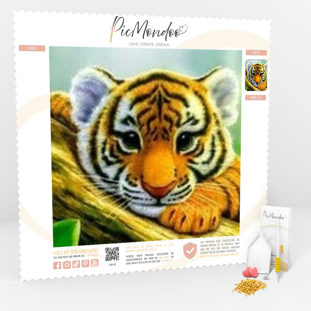 GRATIS Diamond Painting Leinwand Tigerbaby