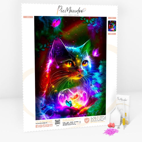 Diamond Painting Leinwand Fairy cat with butterfly