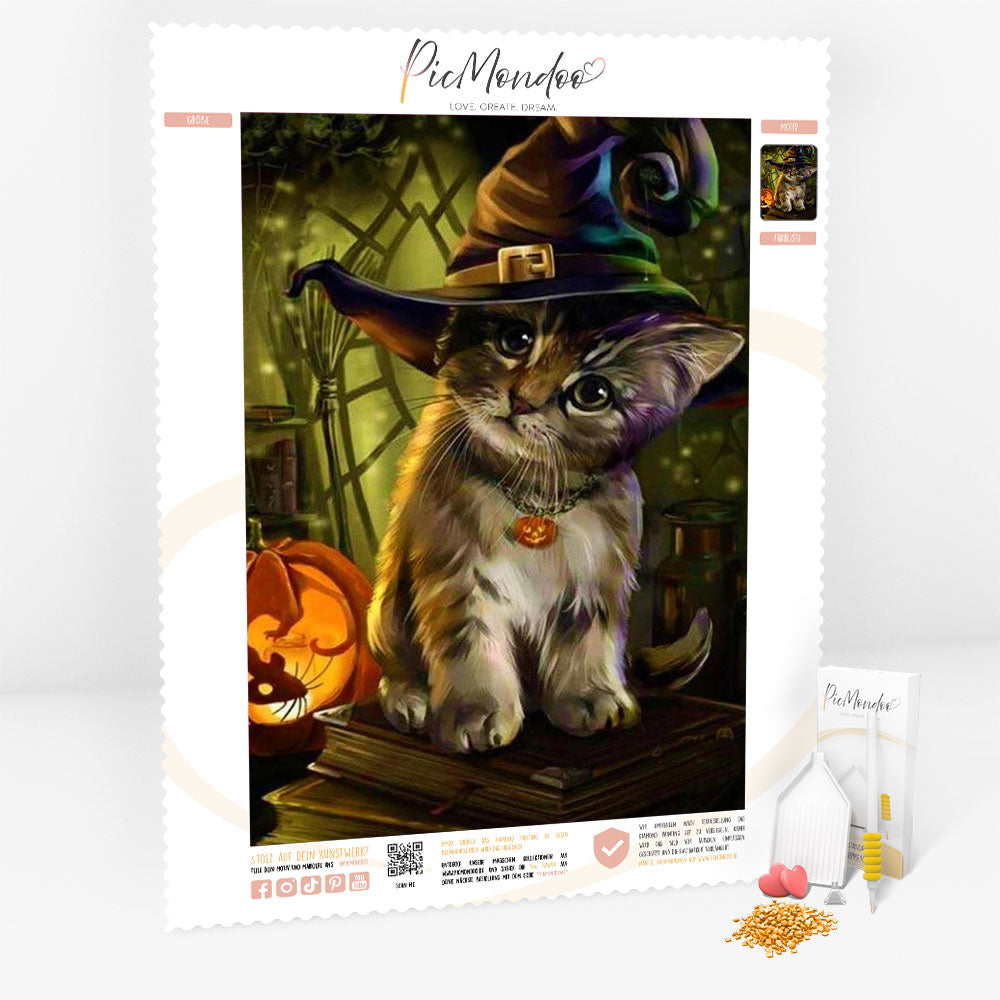 Diamond Painting Leinwand Little Cat of Halloween