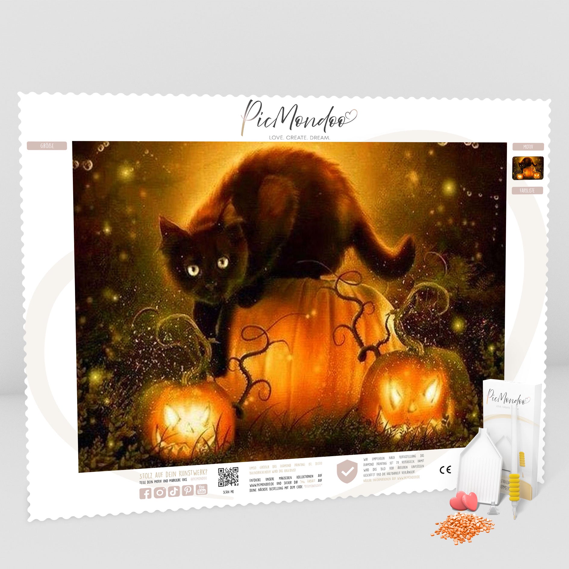 Diamond Painting Leinwand Pumpkin Cat