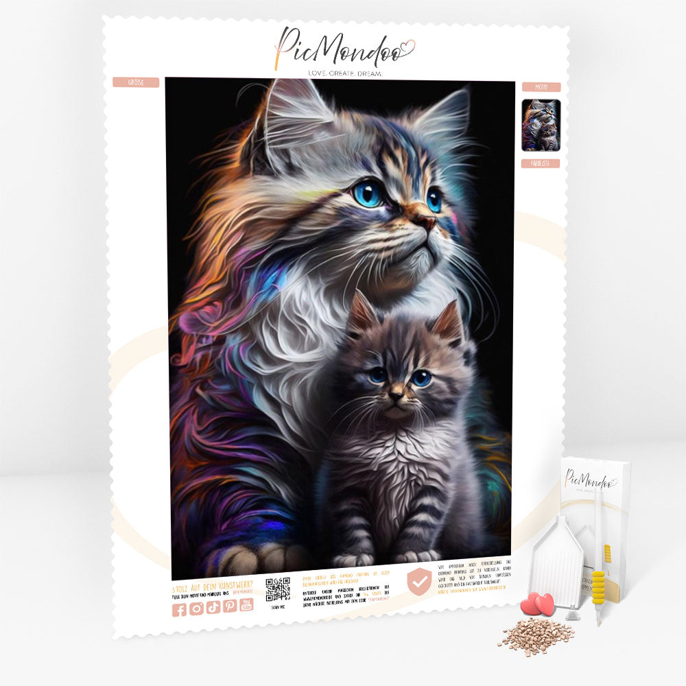 Diamond Painting Leinwand Rainbow Cats