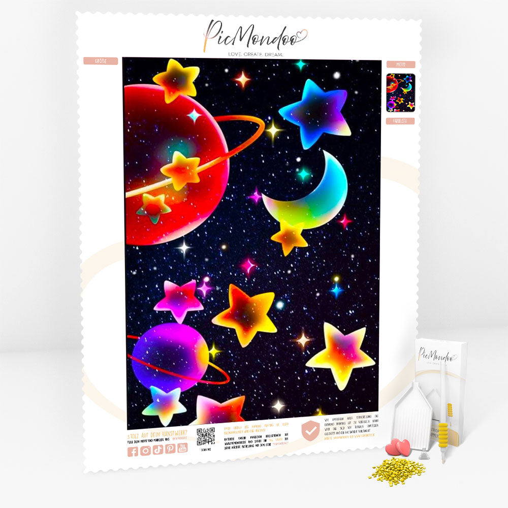 Diamond Painting Kids Leinwand Buntes Universum