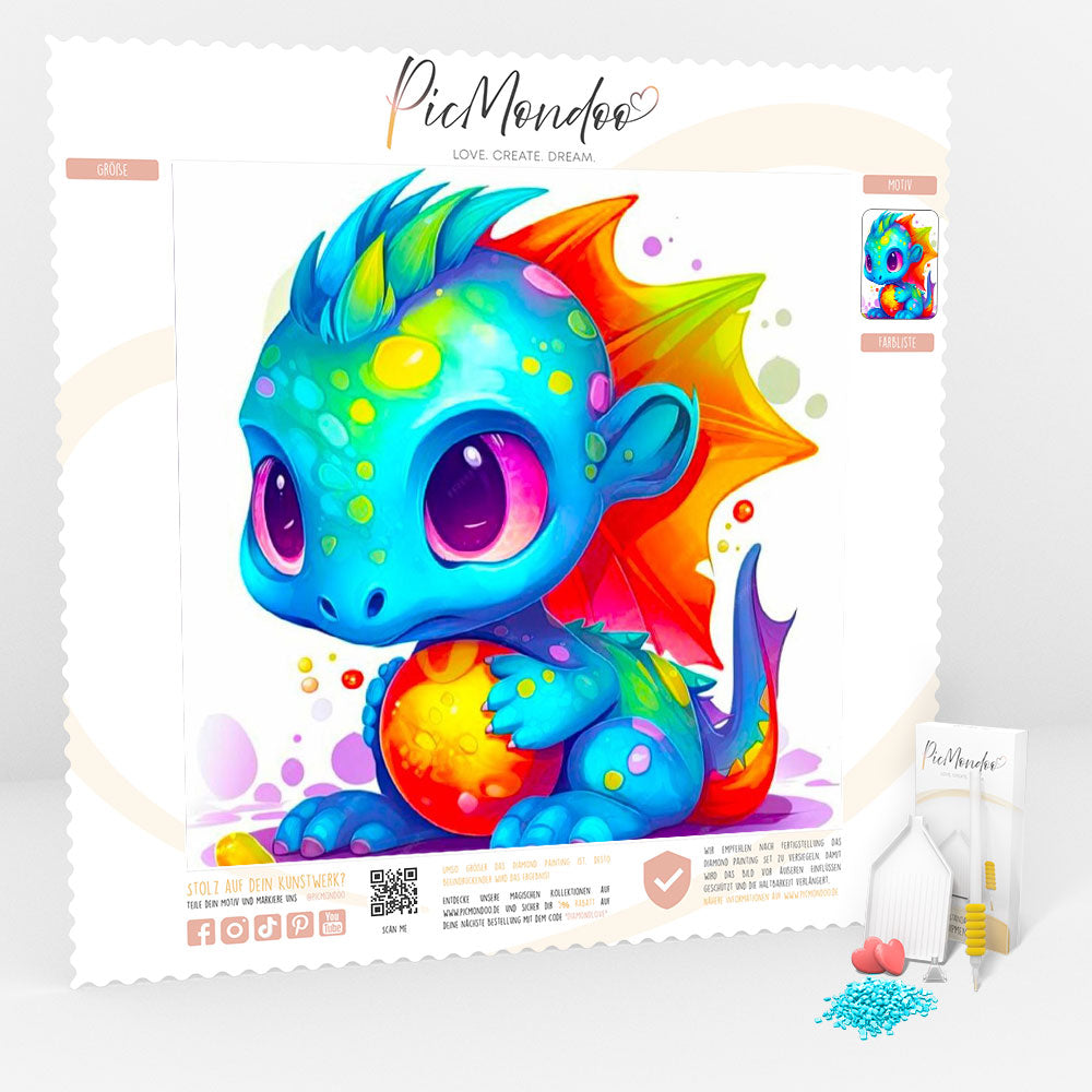 Diamond Painting Kids Leinwand Colorsplash Dragonbaby