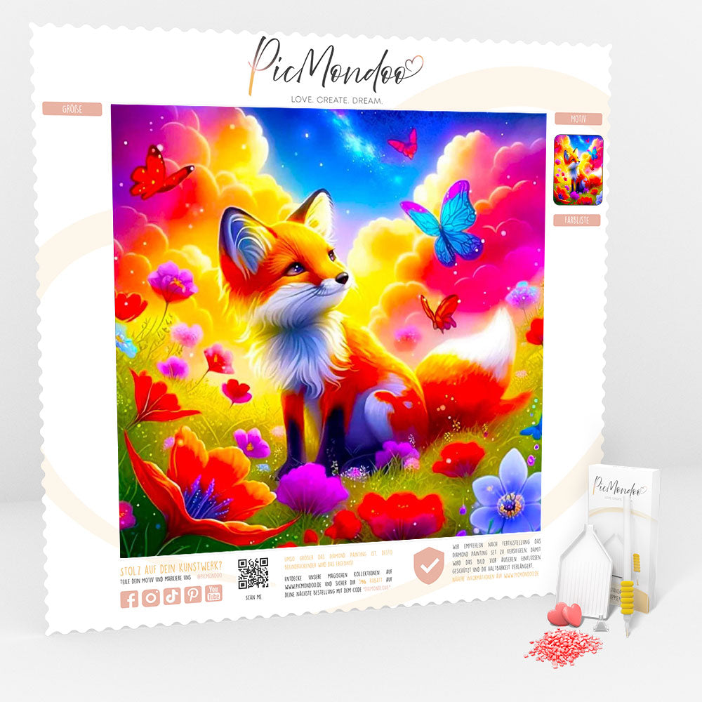 Diamond Painting Kids Leinwand Der kleine Fuchs im Zauberland