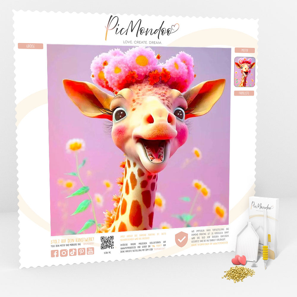 Diamond Painting Kids Leinwand Fröhliche Giraffe