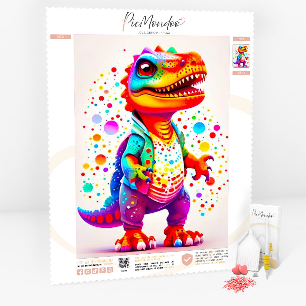 Diamond Painting Kids Leinwand Kunterbunter Dinosaurier