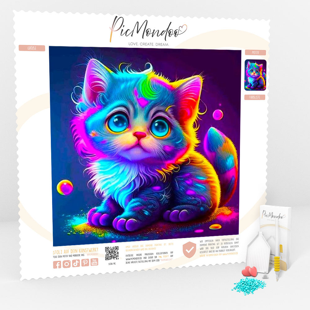 Diamond Painting Kids Leinwand Rainbow Kitty