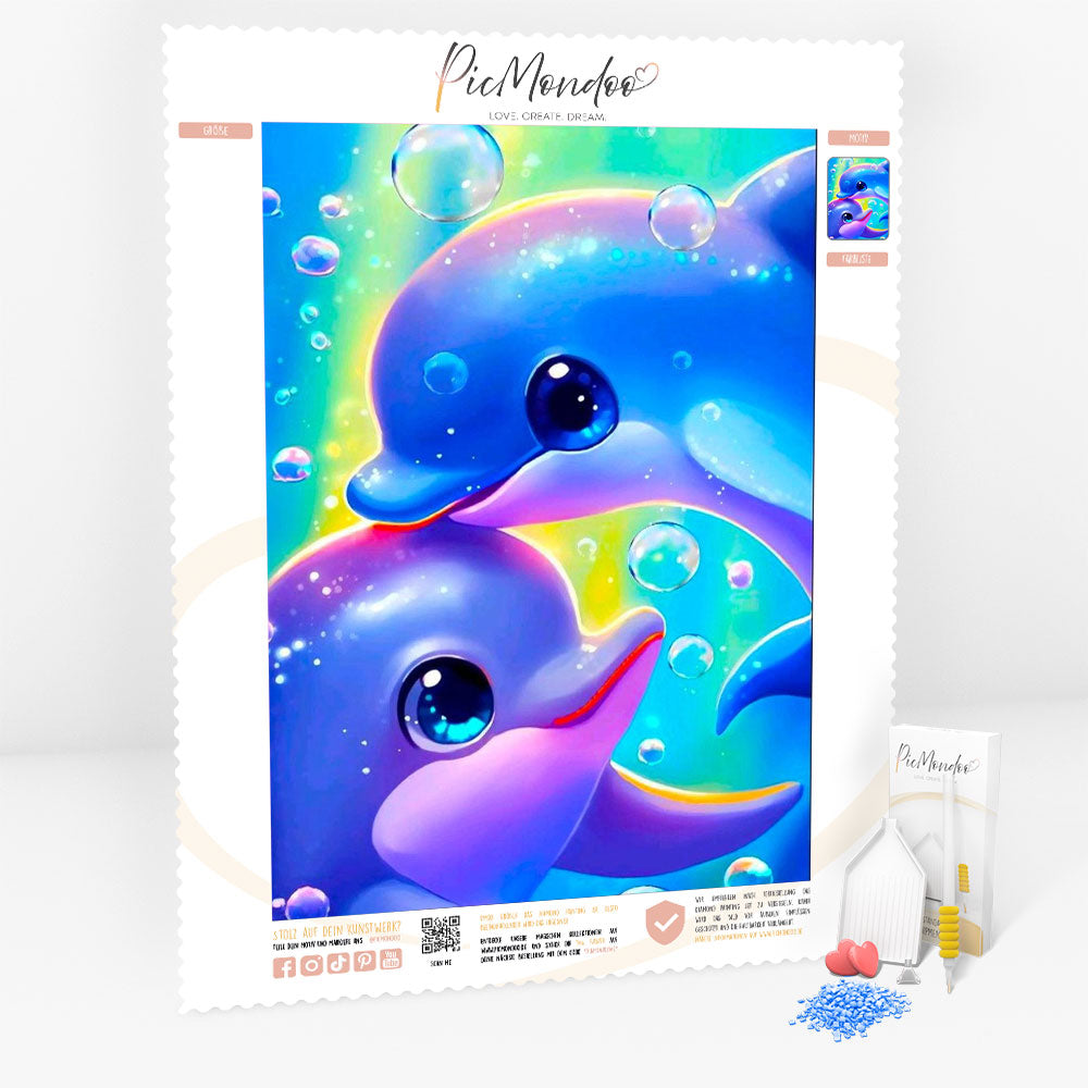 Diamond Painting Kids Leinwand Spielende Delfine