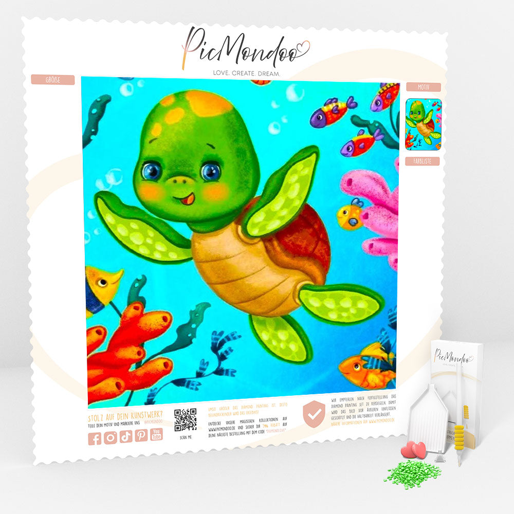 Diamond Painting Kids Leinwand Wasserschildkröte