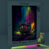 Diamond Painting Leuchtbild Special Leinwand Magisches Häuschen im Wald