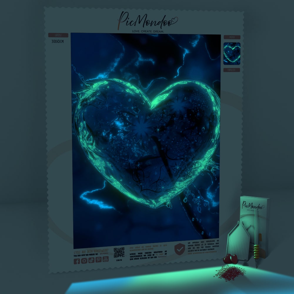 Diamond Painting Leuchtbild Special Leinwand Waterdrop Heart