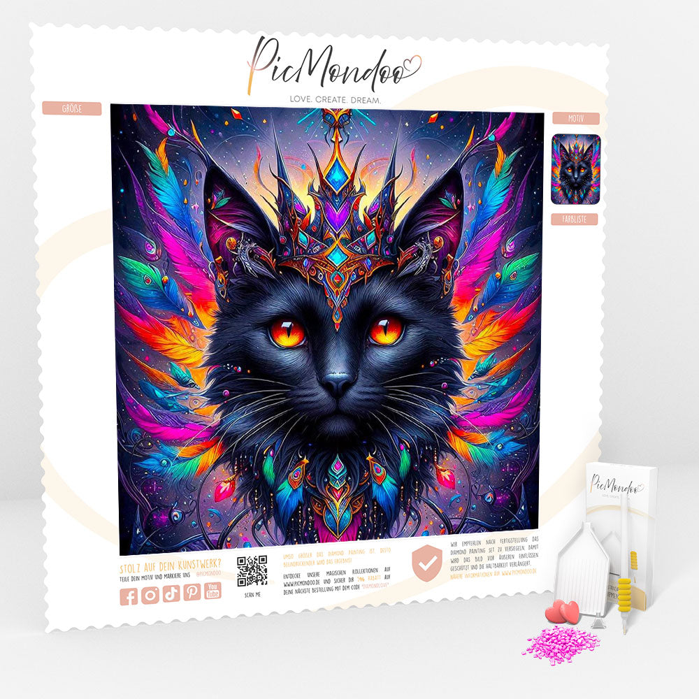 Diamond Painting Leinwand Mystic colorsplash cat