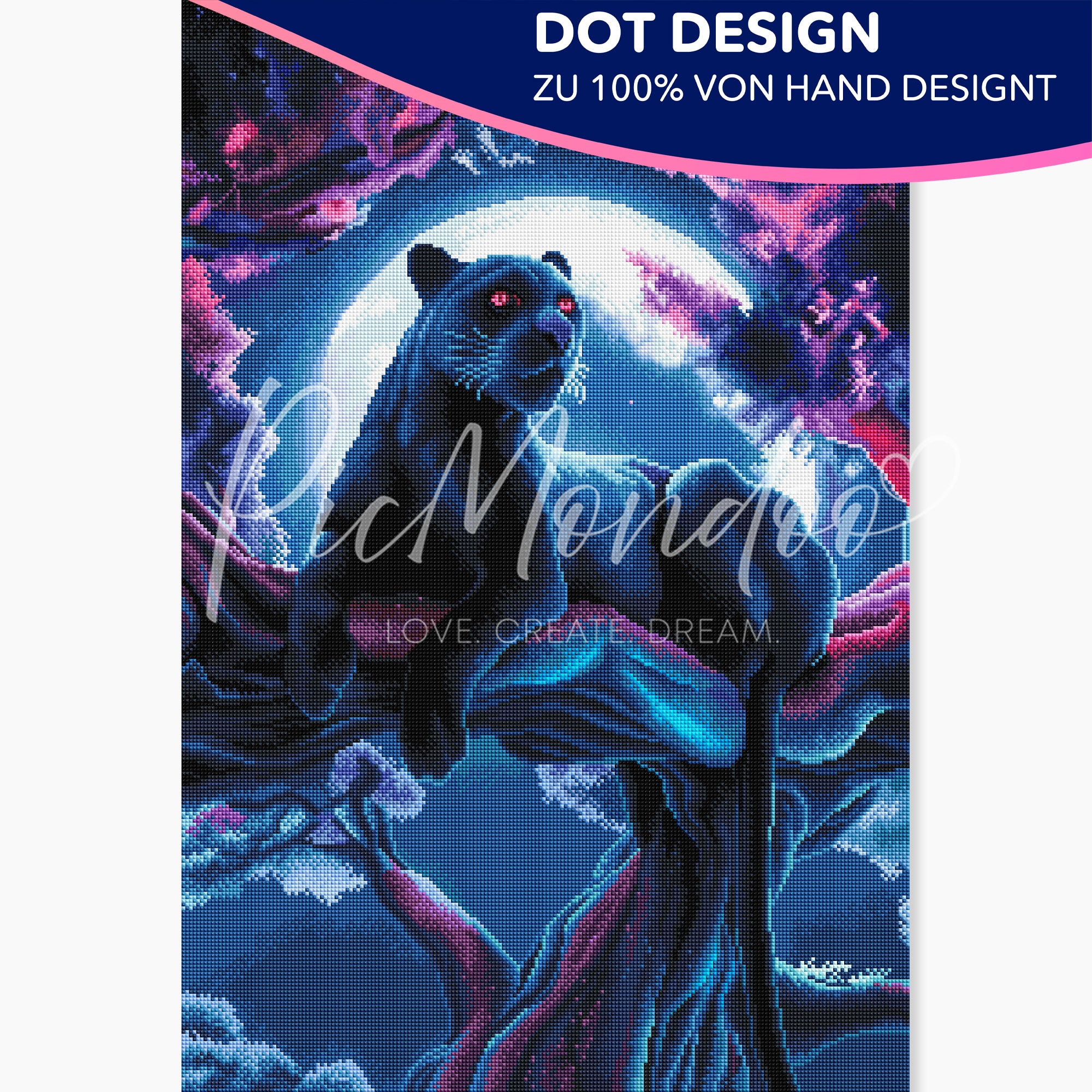 Diamond Painting Dot Design Black Panther Kirschblütentraum