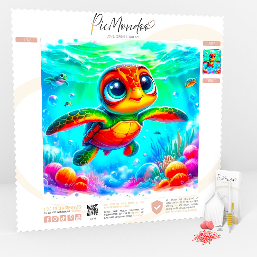 Diamond Painting Leinwand Lotta, die kleine Meeresschildkröte